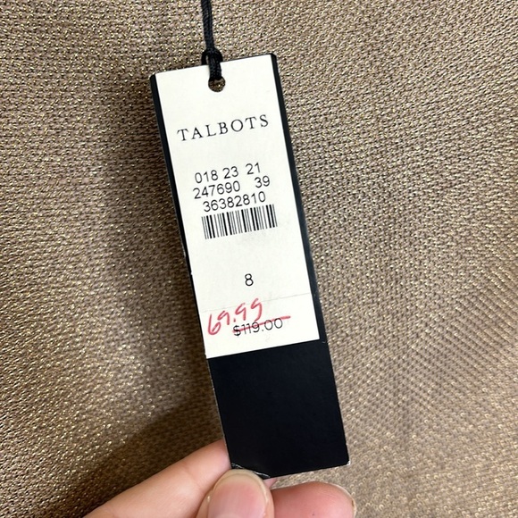 Talbots NWT Pencil Skirt Women's 8 Metallic‎ Linen Blend Gold Classic Careerwear - Picture 4 of 7